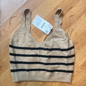 Striped Tan and Black Women's Top